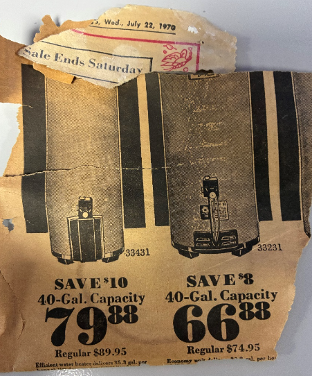 1970 water heater advertisement